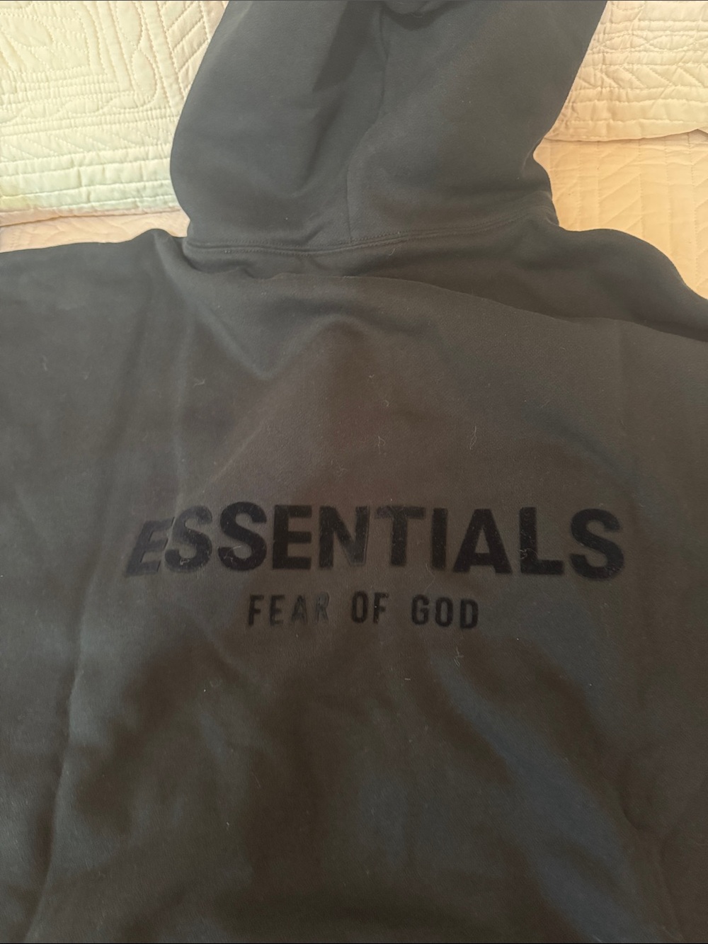 Essentials Black Pullover Hoodie with Subtle Logo - Picture 5 of 6